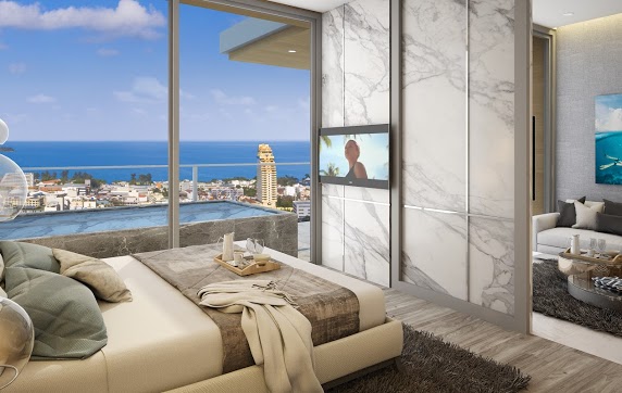 Bel appartement lumineux avec piscine privative et vue sur la ville et la mer